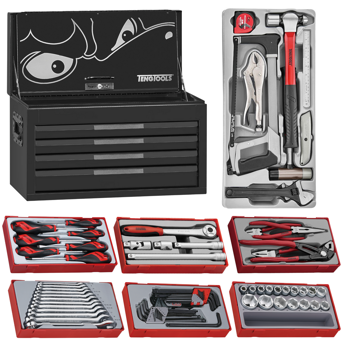 T-kingGS金具2セット Teng Tools 137 Piece PRO35 26 Inch Wide Black Starter Tool Kit
