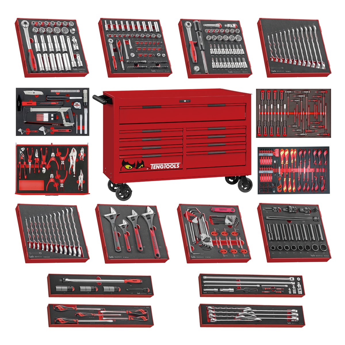 Teng Tools 417 Piece PRO35 53 Inch Wide EVA Foam Roller Cabinet