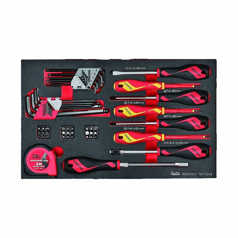 54 Piece Mixed Screwdriver, Hex/TX Key, Bit, Quick Chuck Driver & Tape EVA Foam Tray