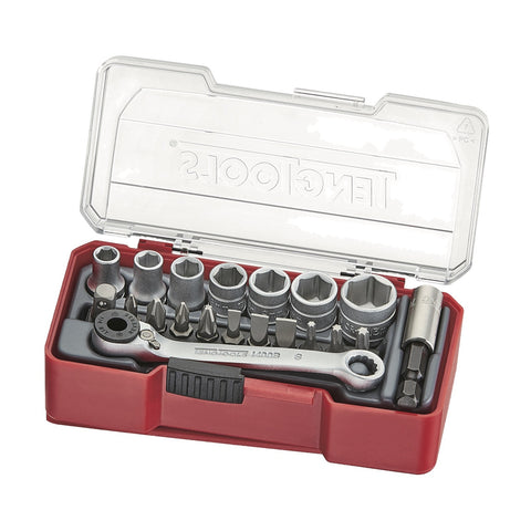 20 Piece 1/4 Drive 6 Point Magnetic Socket Set With Belt Clip