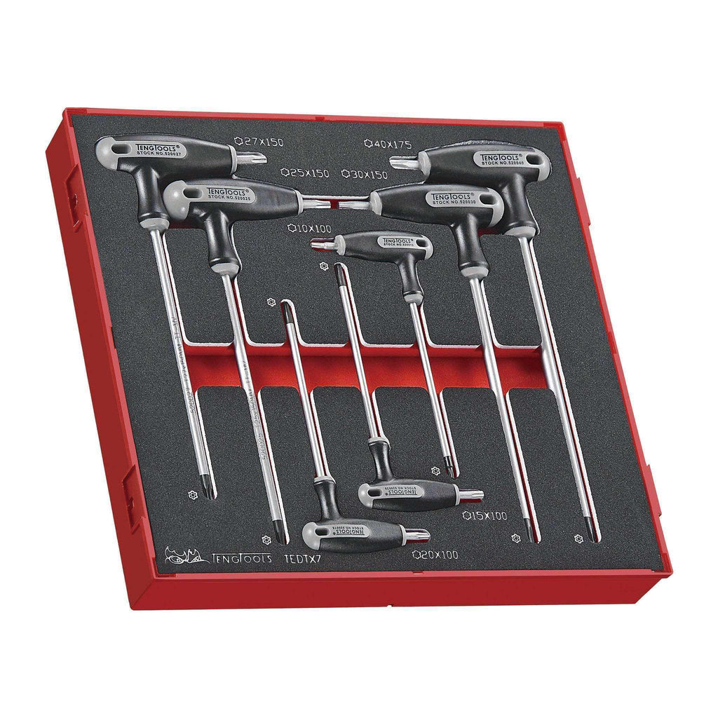Teng Tools TEDTX7 - 7 Piece T Handle TX Key Set in EVA Tray - Teng Tools USA
