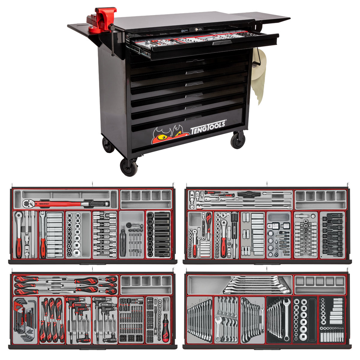 Teng Tools 1004 Piece 'Limited Edition' 37 Inch Wide 8 Drawer Black Ro