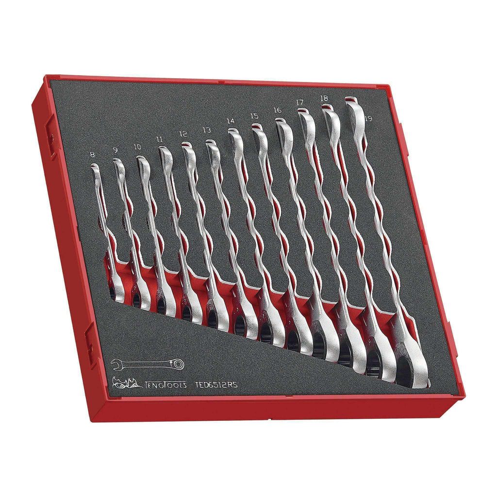 Teng Tools - 12 Piece Ratchet Wrench Set in EVA Tray - TEN-O-TED6512RS - Teng Tools USA