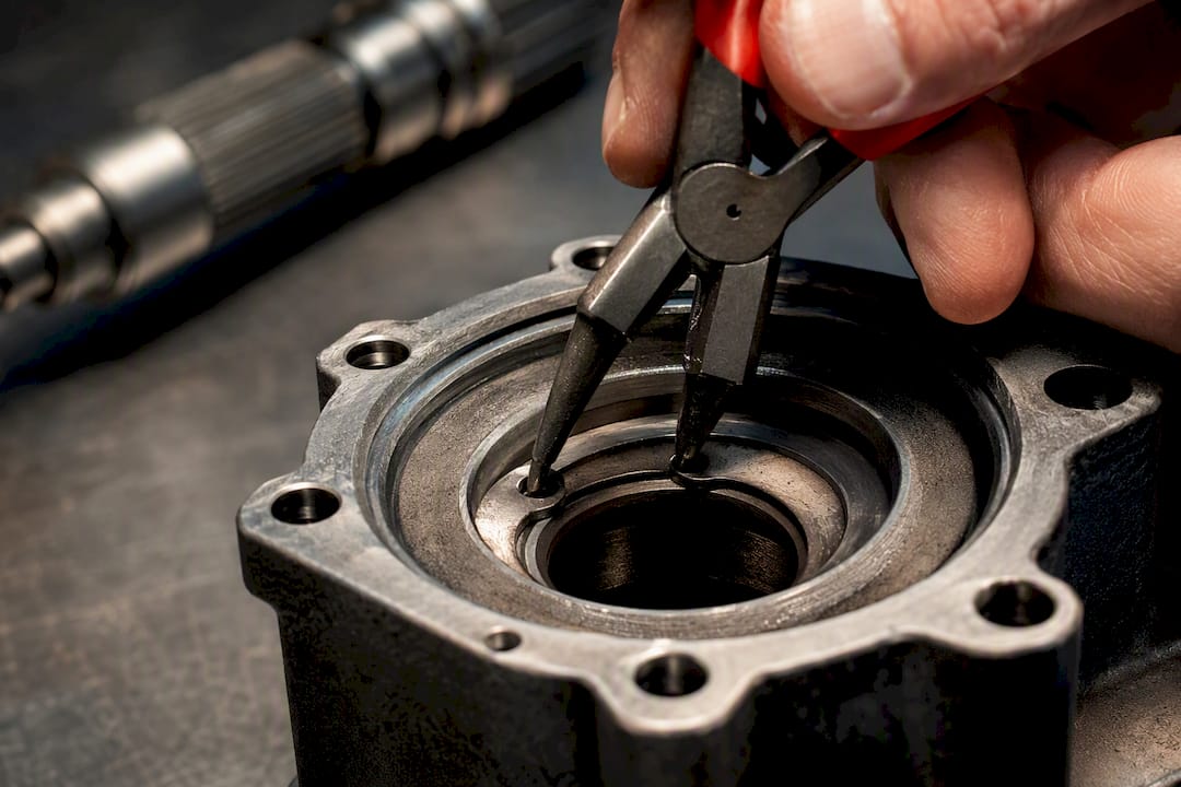 Circlip plier tips engaging retaining ring