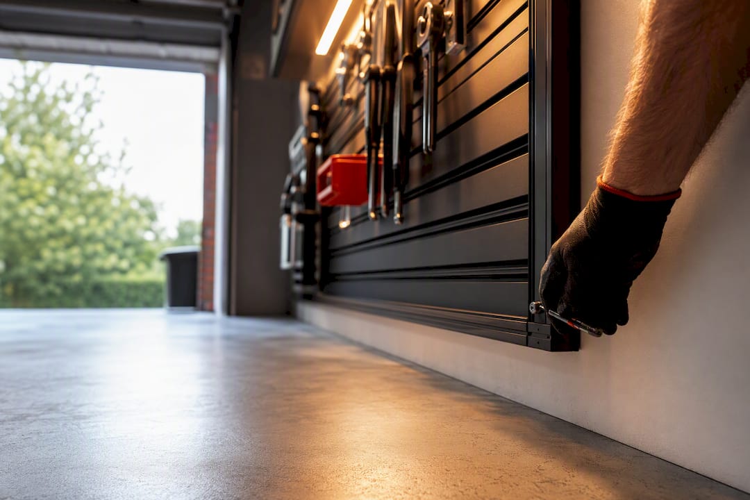 Organized small garage with clear floor