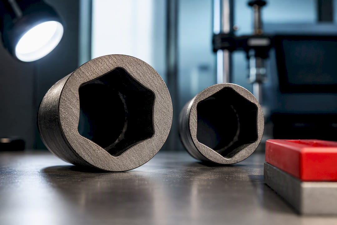 Thick and thin socket walls on testing bench
