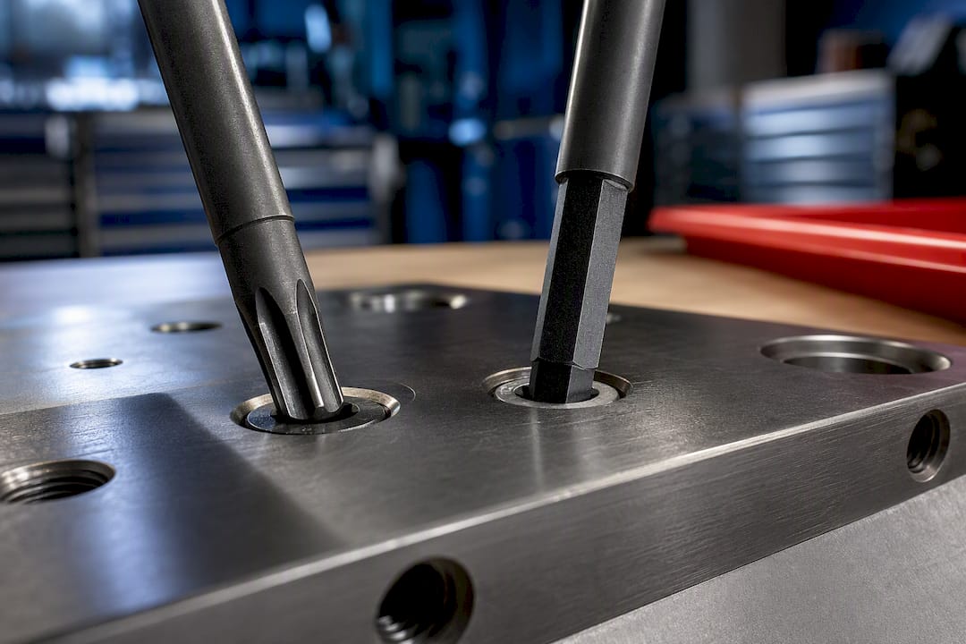 Torx and Allen recesses compared close up
