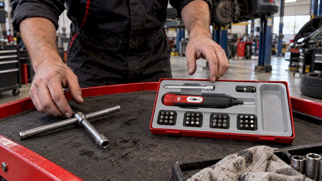 T-handle and torque screwdriver ready for comparison