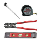 Teng Tools Scaffolder Set: 19 x 22 mm Ratcheting Podger, Compact Bolt Cutter, Tape and Level, bundle contents - BDL-SCAFFOLD