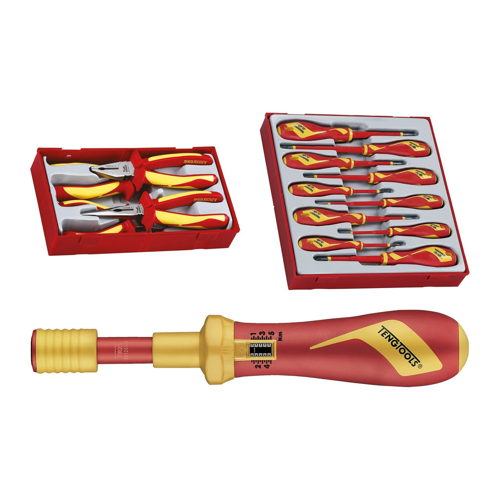 Teng Tools Electrician Starter Set: 1000V Pliers, VDE Screwdrivers and Insulated Torque Screwdriver, bundle contents - BDL-ELEC-START