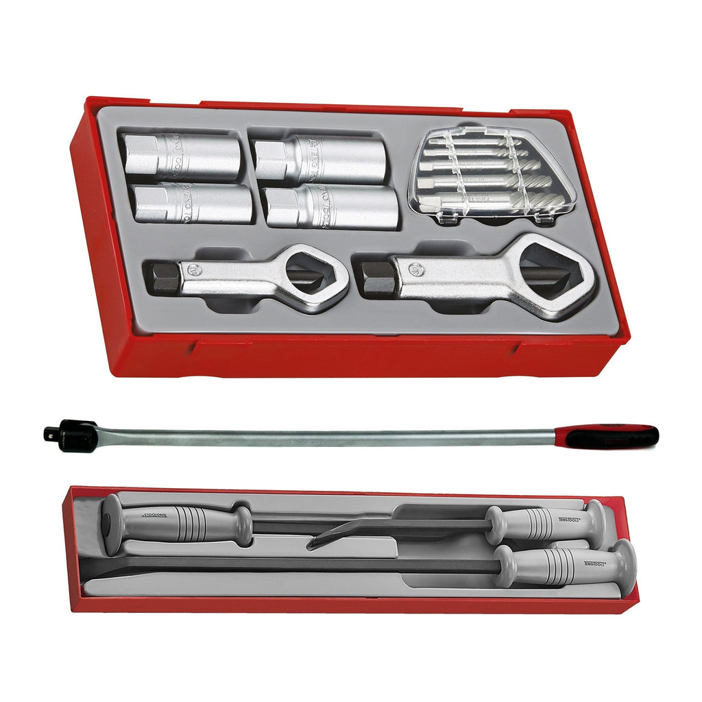Teng Tools Seized Fastener Set: Nut Splitters and Extractors, Breaker Bar and Pry Bars, bundle contents - BDL-SEIZED