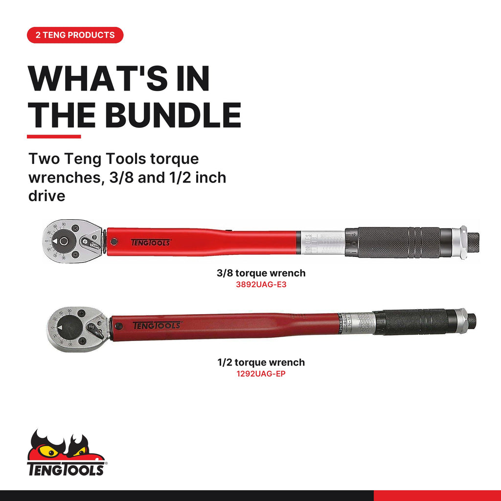 Teng Tools Torque Wrench Pair, 3/8 and 1/2 Inch Drive, what's in the bundle - BDL-TORQUE-PAIR