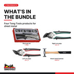 Teng Tools Sheet Metal Set: Rivet Gun, Left and Right Cut Snips and Sheet Metal Hammer, what's in the bundle - BDL-SHEETMETAL