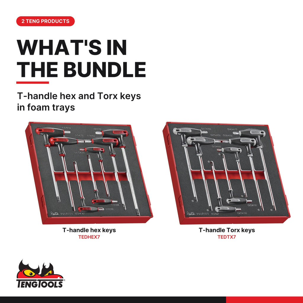 Teng Tools T-Handle Hex and Torx Key Sets in Foam, what's in the bundle - BDL-THANDLE