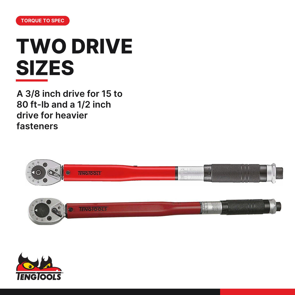 Teng Tools Torque Wrench Pair, 3/8 and 1/2 Inch Drive, built for the job - BDL-TORQUE-PAIR