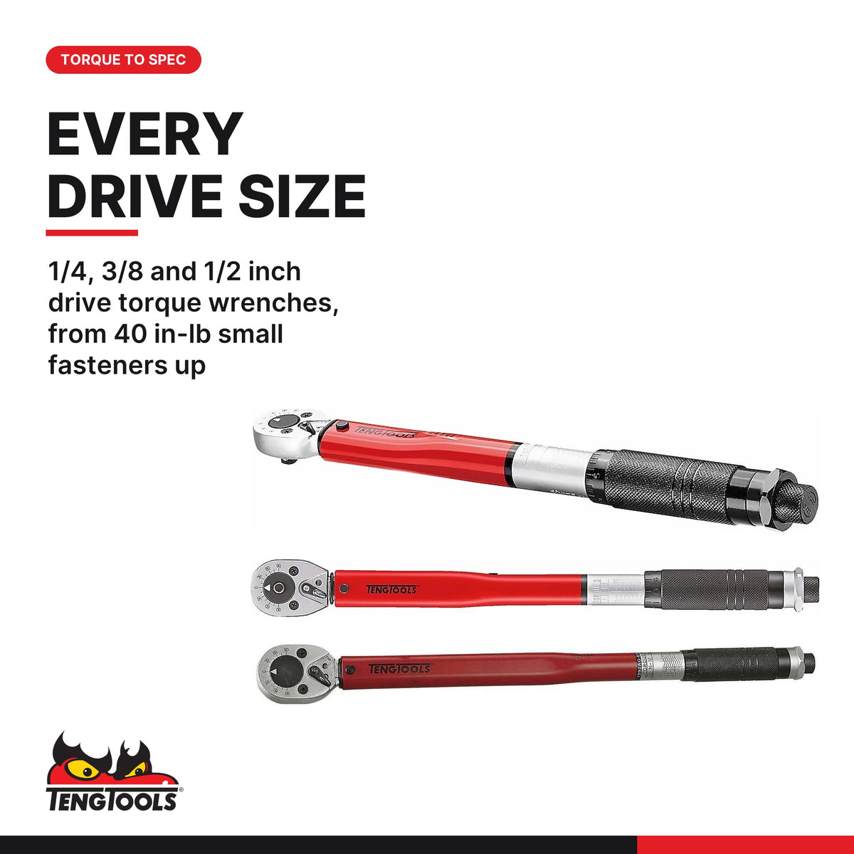 Teng Tools Torque Wrench Set, 1/4, 3/8 and 1/2 Inch Drive, built for the job - BDL-TORQUE-TRIO