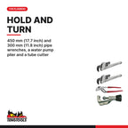 Teng Tools Plumber Set: Two Pipe Wrenches, Water Pump Plier and Tube Cutter, built for the job - BDL-PLUMBER
