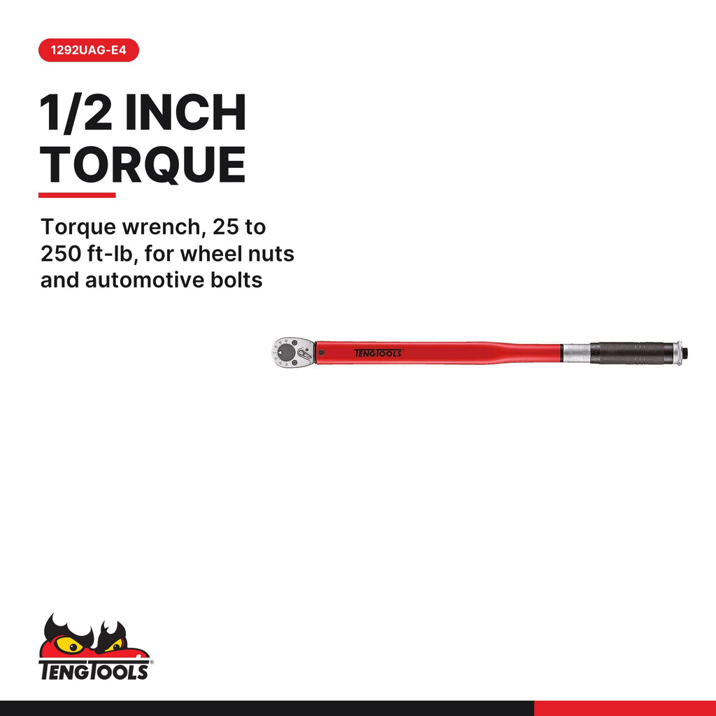 Teng Tools Heavy Wheel Nut Set: 25 to 250 ft-lb Torque Wrench, 600 mm Breaker Bar and Impact Sockets, 1292UAG-E4 card - BDL-WHEEL-TRUCK
