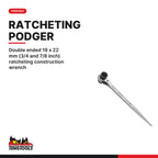 Teng Tools Scaffolder Set: 19 x 22 mm Ratcheting Podger, Compact Bolt Cutter, Tape and Level, PGW1922 card - BDL-SCAFFOLD