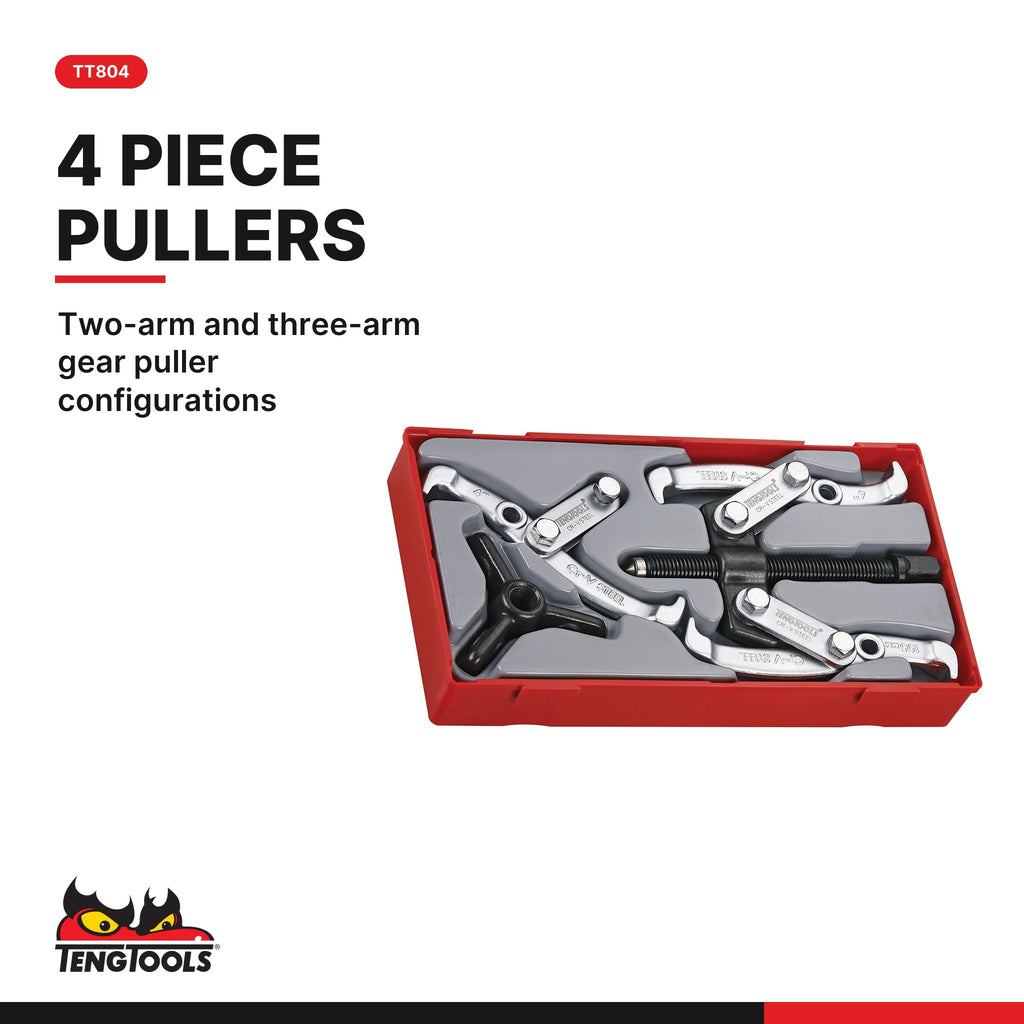 Teng Tools Bearing and Gear Removal Set: Gear Pullers, Soft Face Hammer and Punches and Chisels, TT804 card - BDL-BEARING