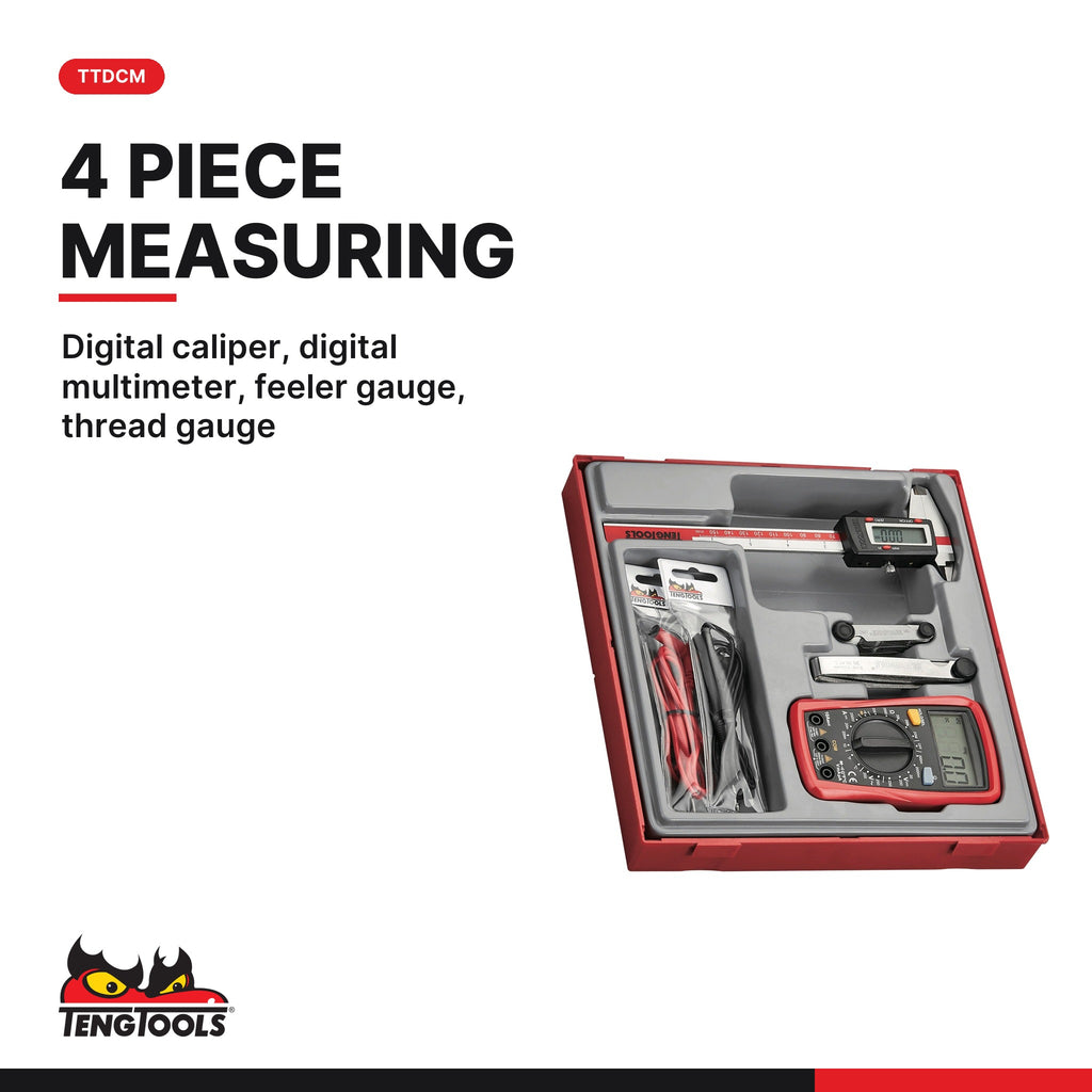 Teng Tools Measuring and Precision Set: Digital Caliper, Multimeter, Gauges and Hex and Torx Keys, TTDCM card - BDL-MEASURE