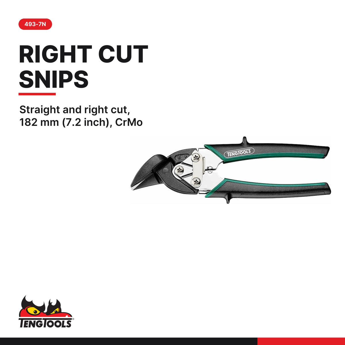 Teng Tools Sheet Metal Set: Rivet Gun, Left and Right Cut Snips and Sheet Metal Hammer, 493-7N card - BDL-SHEETMETAL