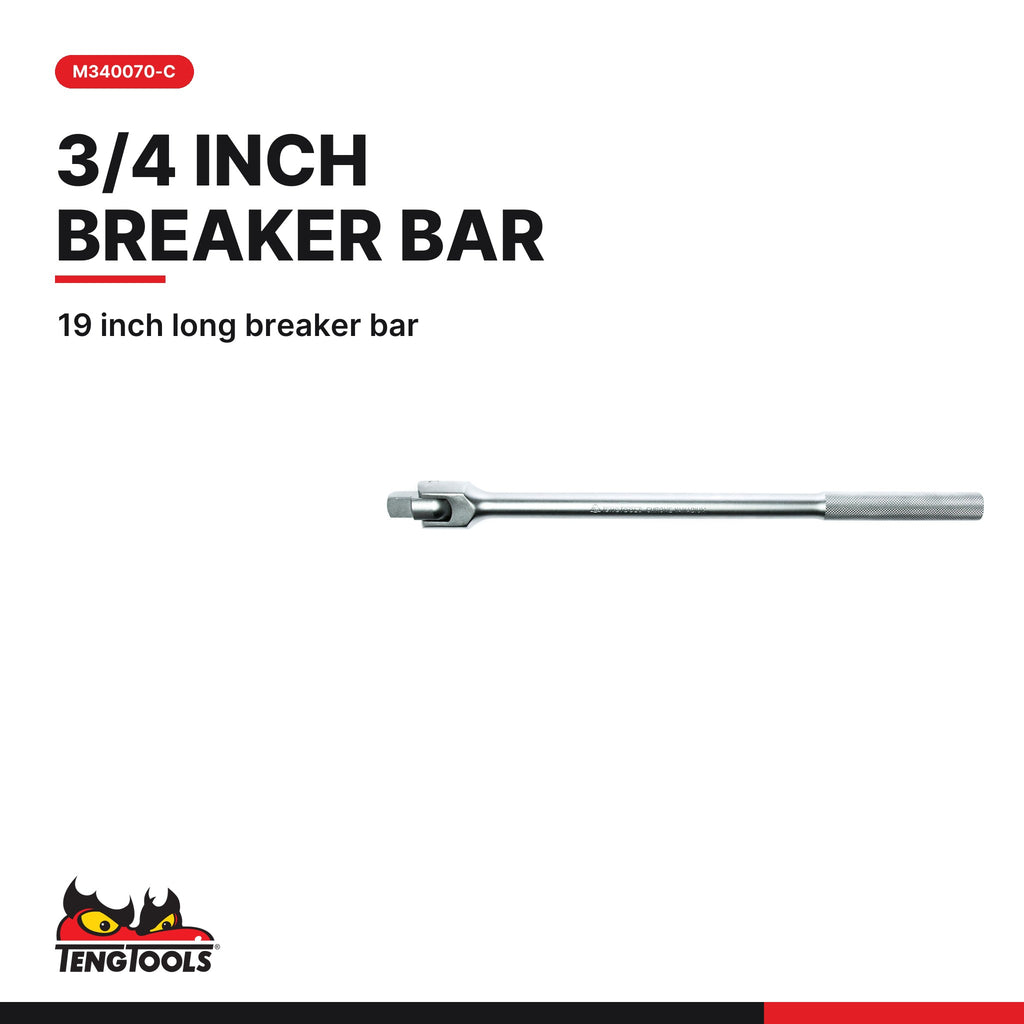 Teng Tools Heavy Duty 3/4 Inch Drive Set: 50 to 300 ft-lb Torque Wrench and 19 Inch Breaker Bar, M340070-C card - BDL-HEAVY34