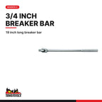 Teng Tools Heavy Duty 3/4 Inch Drive Set: 50 to 300 ft-lb Torque Wrench and 19 Inch Breaker Bar, M340070-C card - BDL-HEAVY34