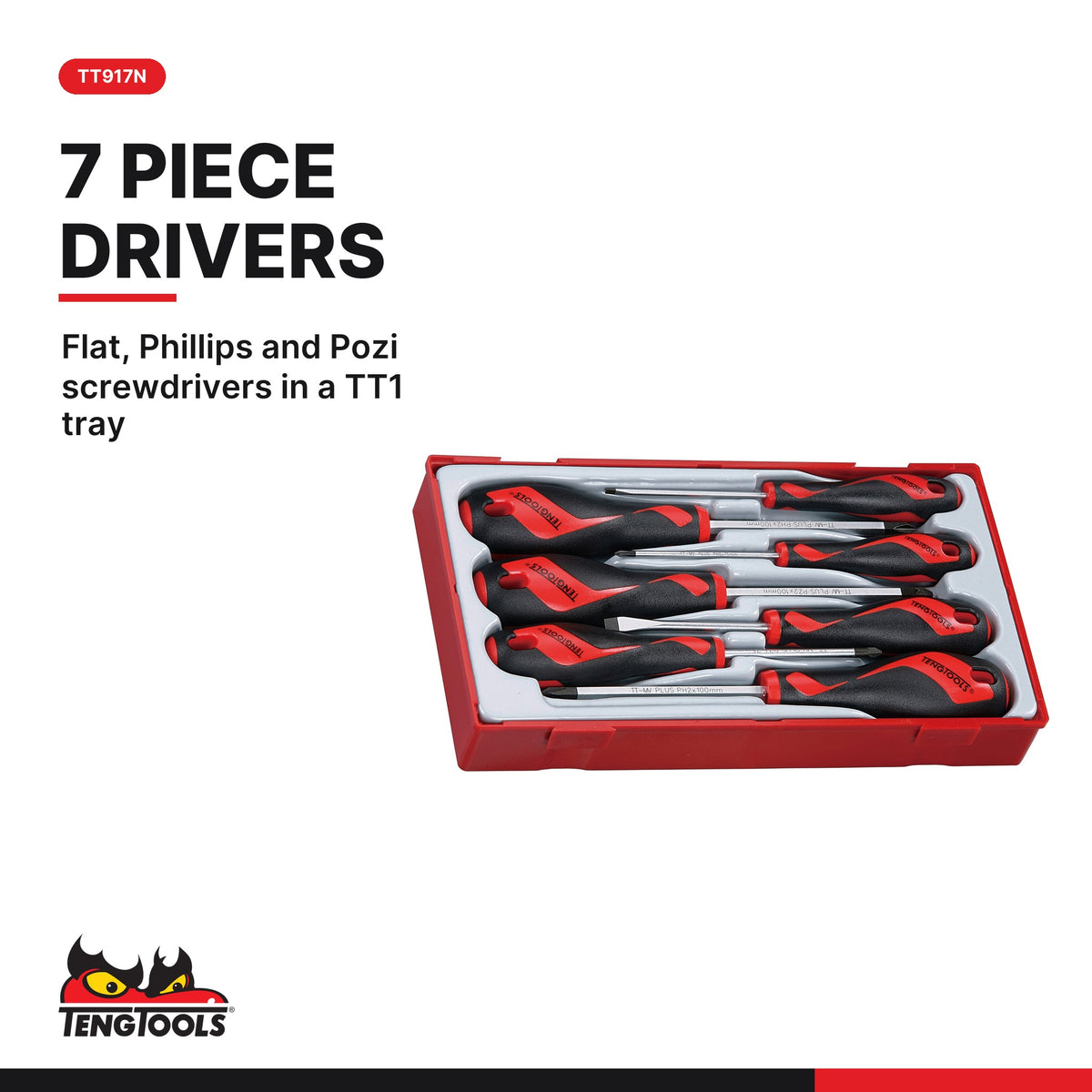 Teng Tools Pliers Set and Screwdriver Set, TT917N card - BDL-PLIER-DRIVER