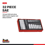 Teng Tools SAE Socket Sets, 1/4, 3/8 and 1/2 Inch Drive, TTAF32 card - BDL-SAE-SOCKETS