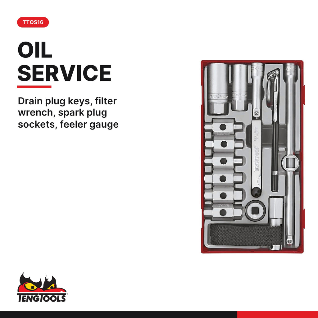 Teng Tools Engine Service Set: 3/8 Inch Torque Wrench and Oil Service Set, TTOS16 card - BDL-ENGINE