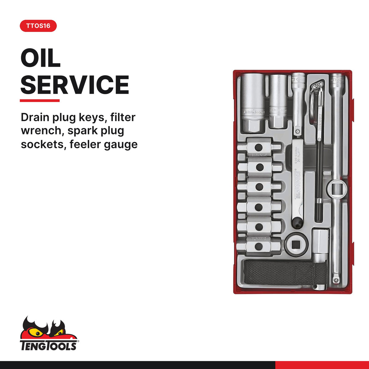 Teng Tools Engine Service Set: 3/8 Inch Torque Wrench and Oil Service Set, TTOS16 card - BDL-ENGINE