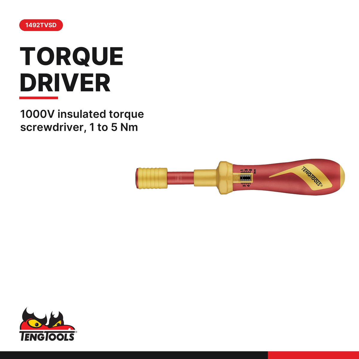 Teng Tools Electrician Starter Set: 1000V Pliers, VDE Screwdrivers and Insulated Torque Screwdriver, 1492TVSD card - BDL-ELEC-START