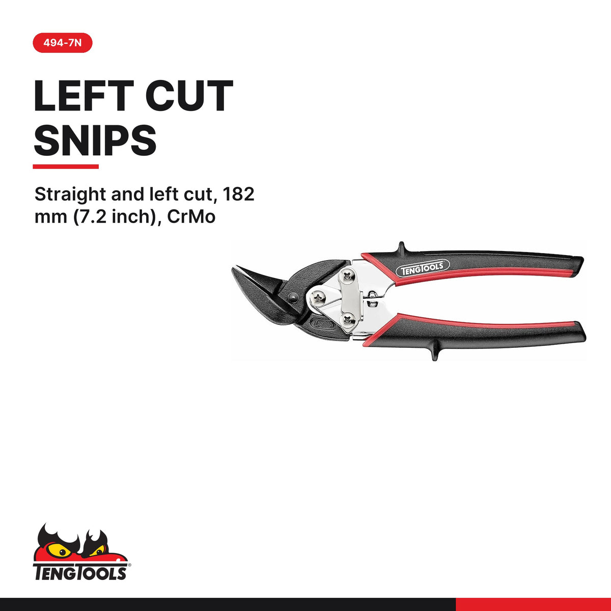 Teng Tools Sheet Metal Set: Rivet Gun, Left and Right Cut Snips and Sheet Metal Hammer, 494-7N card - BDL-SHEETMETAL