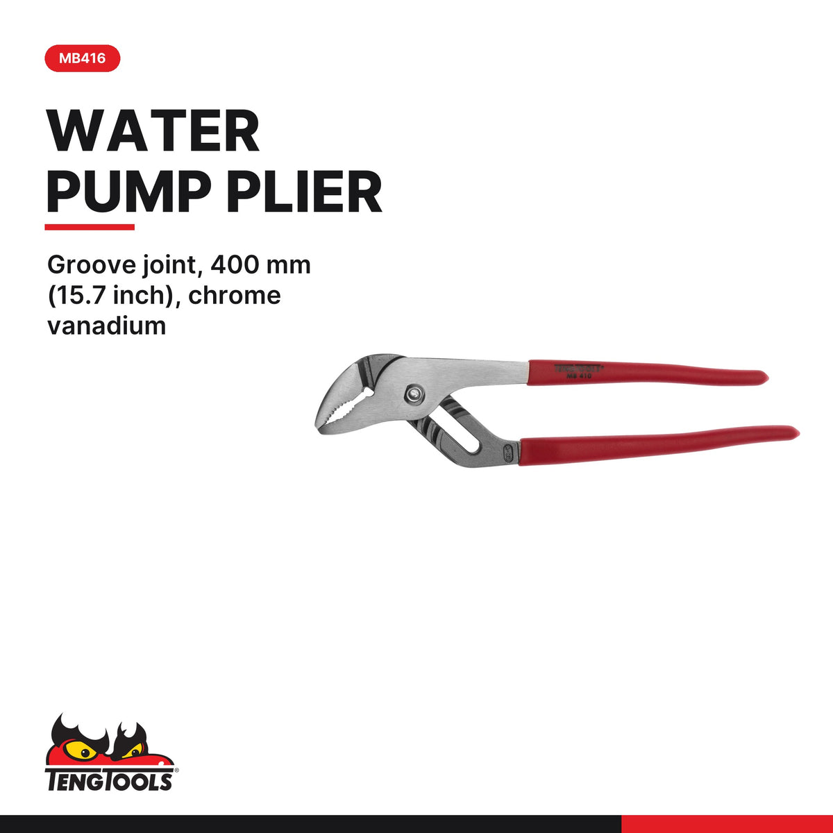 Teng Tools Plumber Set: Two Pipe Wrenches, Water Pump Plier and Tube Cutter, MB416 card - BDL-PLUMBER