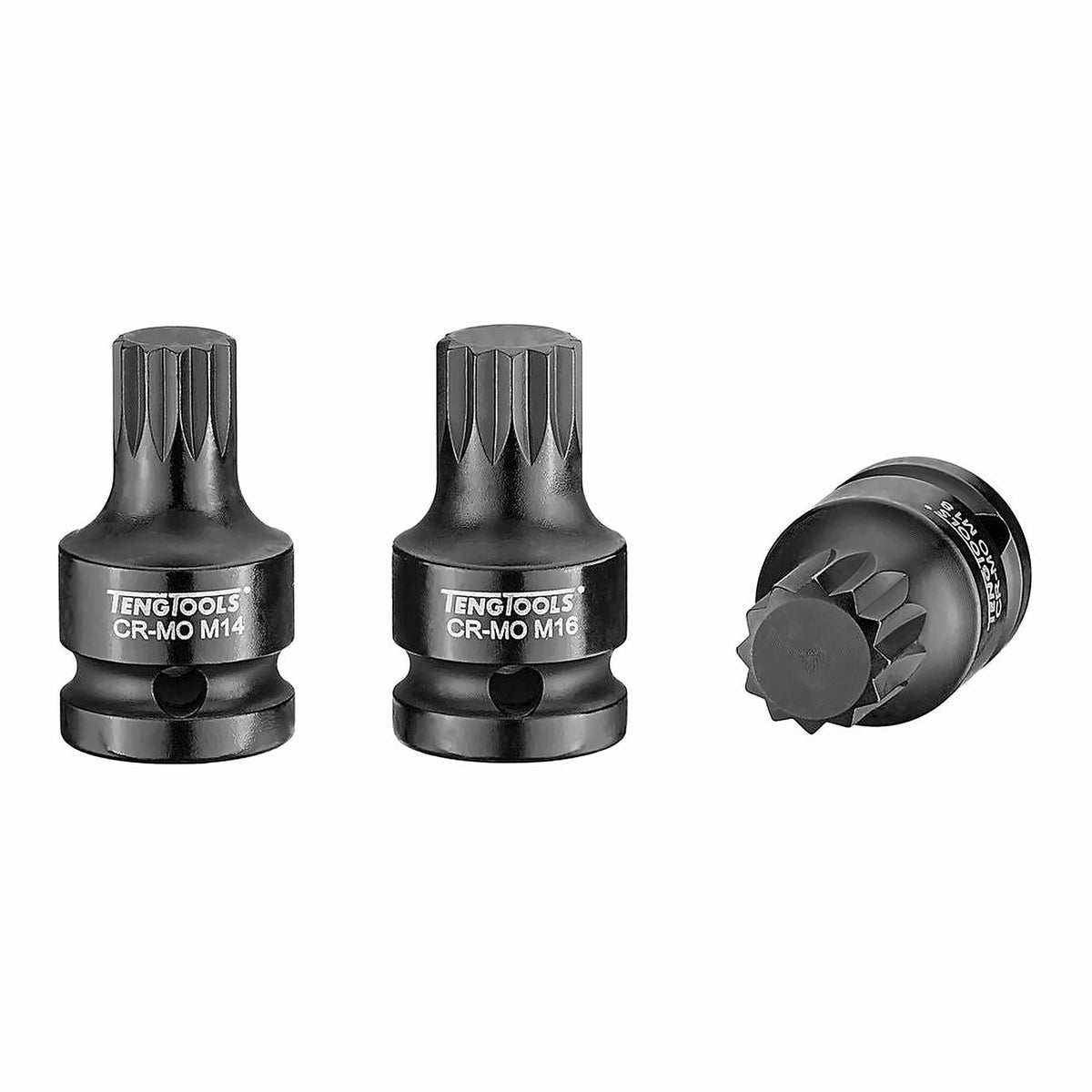 Teng Tools 1/2 inch drive metric DIN xzn triple square impact socket on a white background