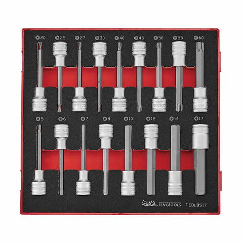17-Piece 1/2 Drive Long Hex & Torx Bit Socket Set