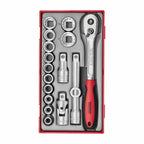 Teng Tools TT1218 1/2" Socket Set 12 pt TT1 17 Pieces on a white background