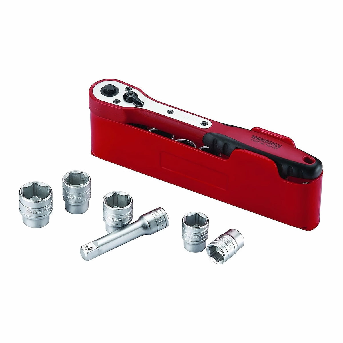 Teng Tools M1413N1 1/4" Socket Set 6 pt 13 Pieces on a white background