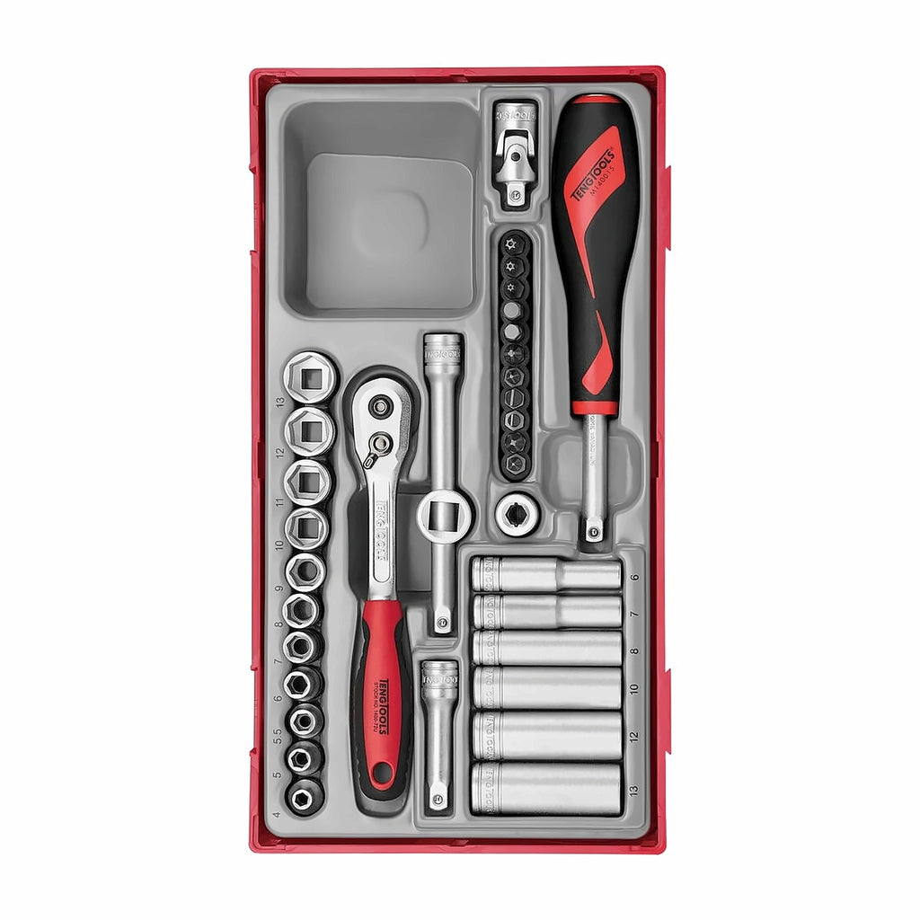Teng Tools TT1435 1/4" Socket Set 6 pt TT1 35 Pieces on a white background