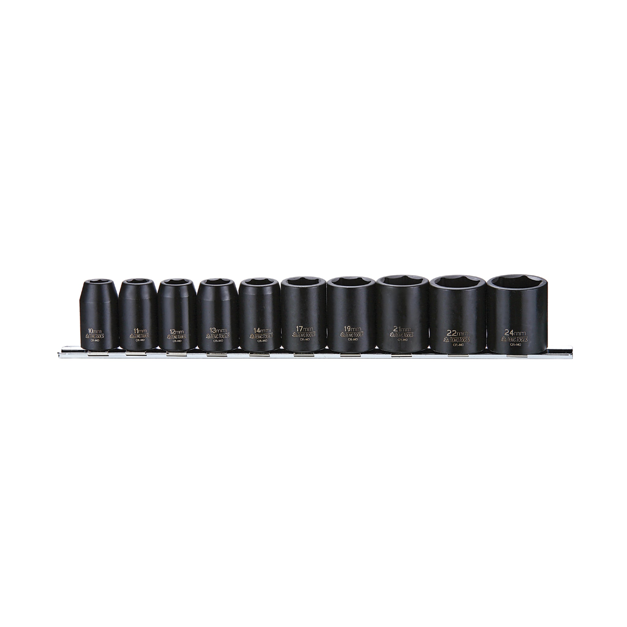 1/2" Impact Socket Clip Rail Set ANSI 10 Pieces — Teng Tools 9121