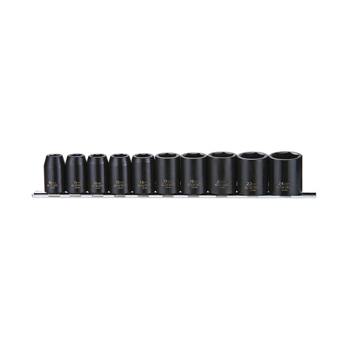 1/2" Impact Socket Clip Rail Set ANSI 10 Pieces — Teng Tools 9121