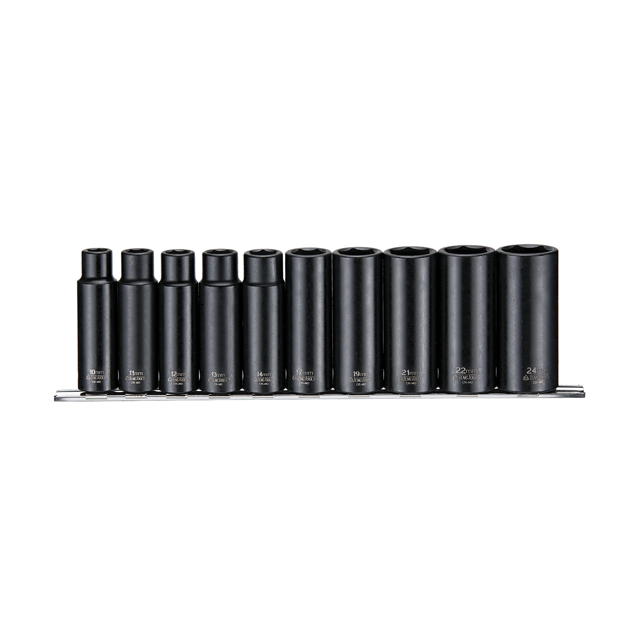 1/2" Deep Impact Socket Clip Rail Set ANSI 10 Pieces — Teng Tools 9126