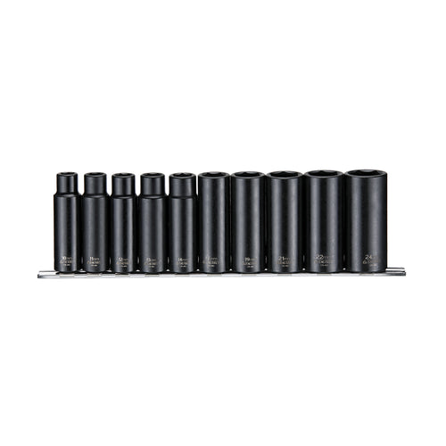 1/2" Deep Impact Socket Clip Rail Set ANSI 10 Pieces — Teng Tools 9126