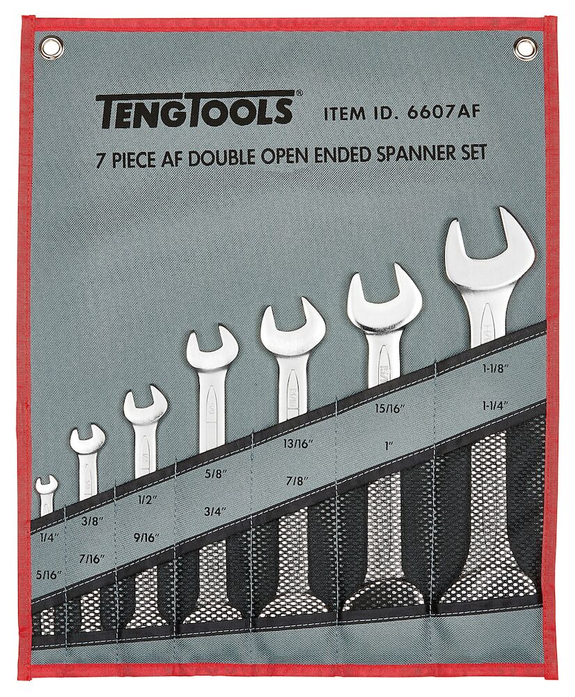 Teng Tools Double Open Ended Spanner Set AF Tool Roll 7 Pieces — 6607AF