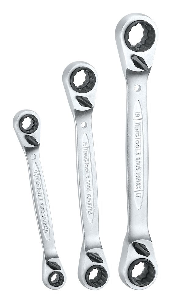 Teng Tools Ratcheting Multi Drive Ring Spanner Set 3 Pieces — 6503RX