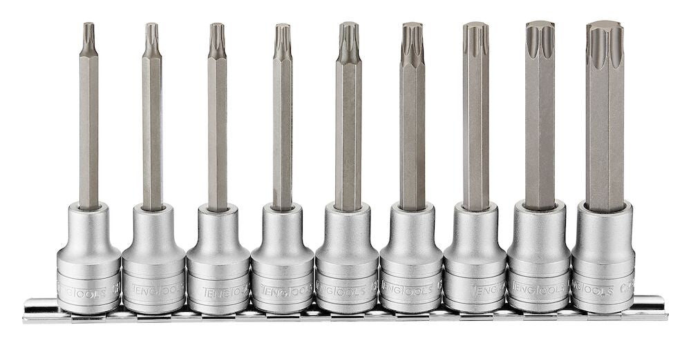 Teng Tools 1/2" Long TX Bit Socket Clip Rail Set 9 Pieces — M1209TX