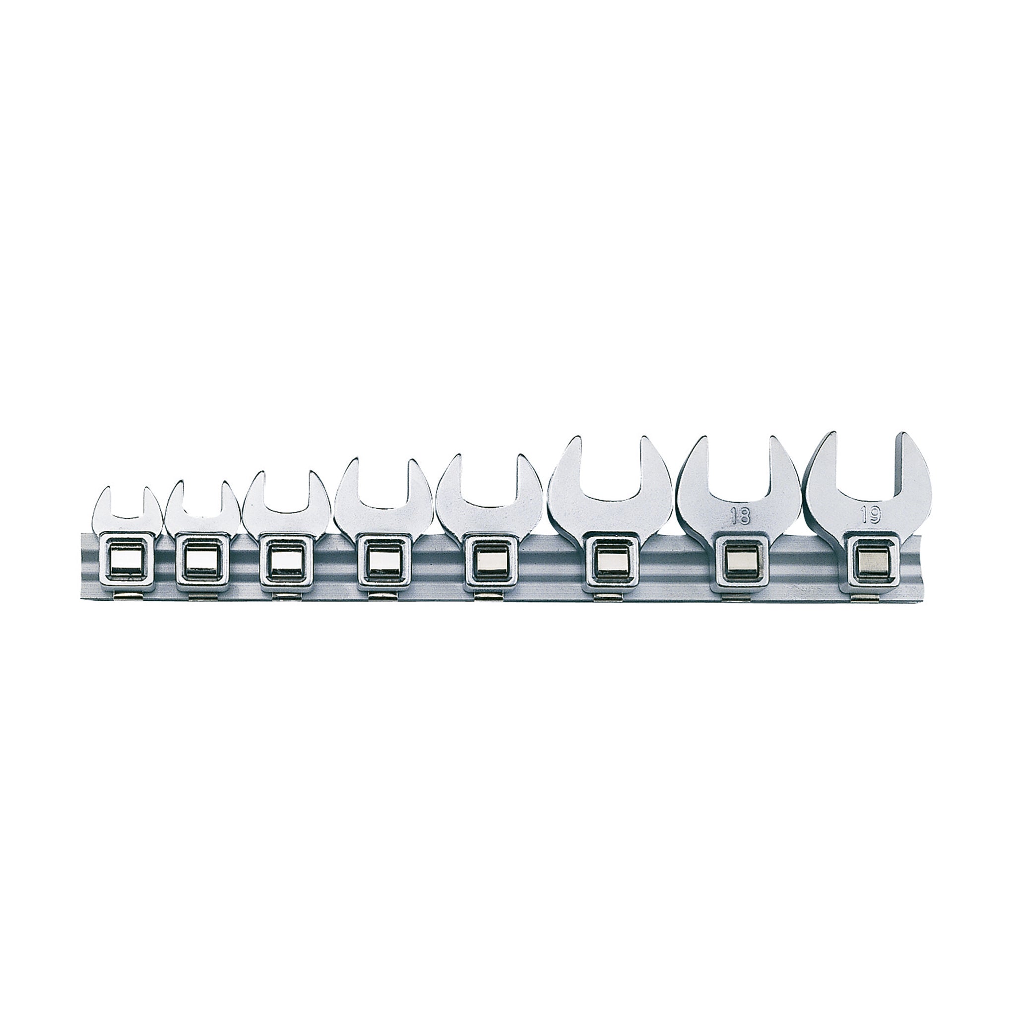 3/8 Crow Foot Wrench Clip Rail Set 8 Pieces — Teng Tools M3808MM