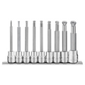 3/8 Ball Point Long Hex Bit Socket Clip Rail Set 9 Pieces — Teng Tools M3809HBN