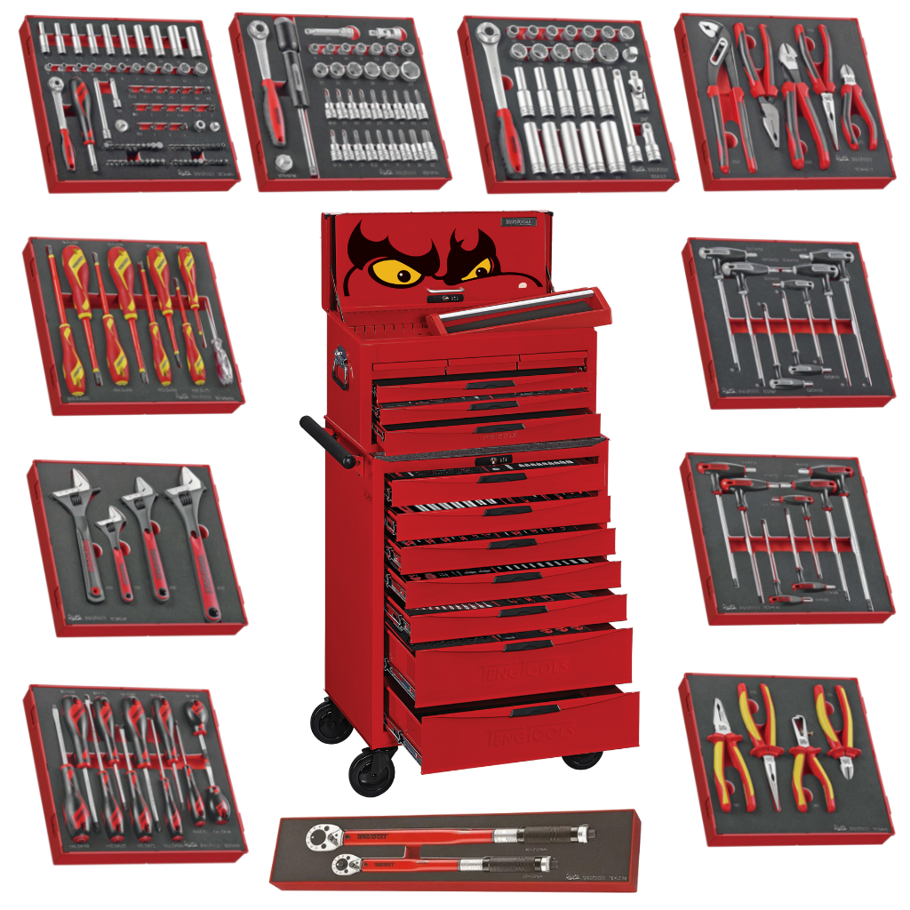 Teng Tools 26" PRO Stack FOAM Tool Kit 249 Pieces Red — TCEMM249N
